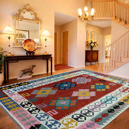 Handmade Vegetable Kilim 6' 7" x 9' 9" (ft) - No. P37215