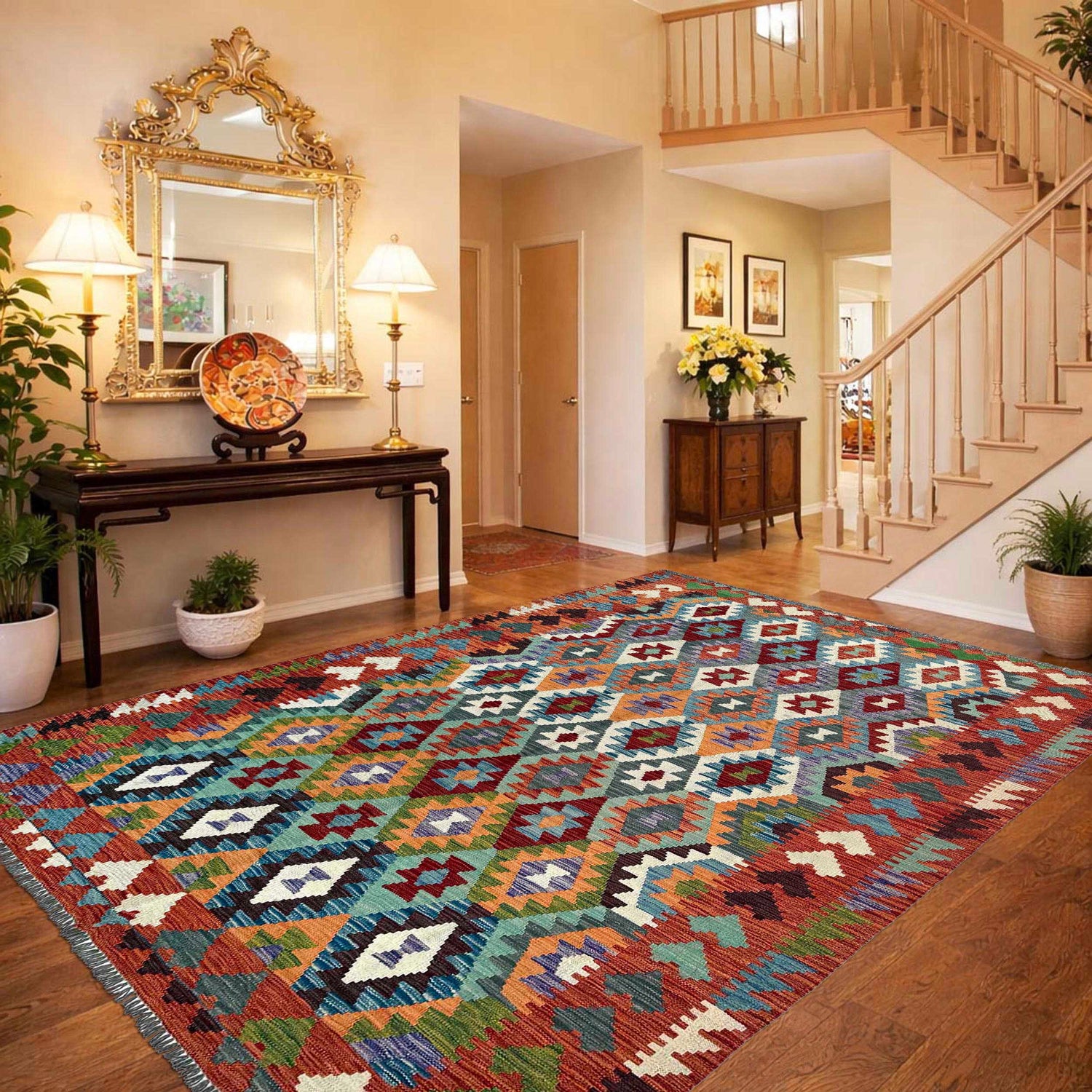 Handmade Vegetable Kelim 6' 5" x 9' 7" (ft) - No. P37217
