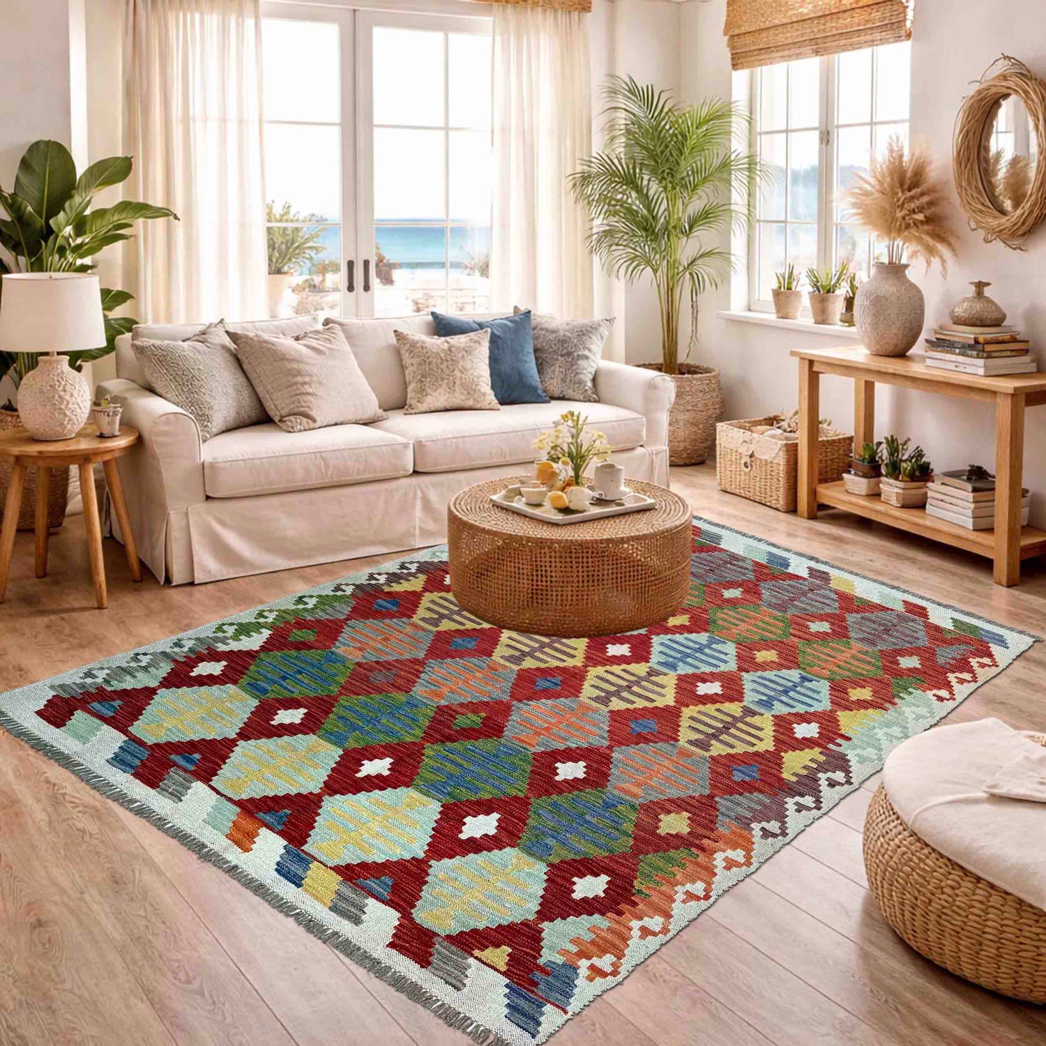 Handmade Vegetable Kelim 5' 0" x 6' 3" (ft) - No. P37227