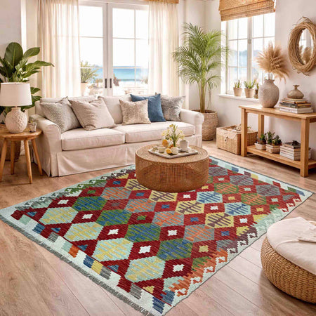 Handmade Vegetable Kelim 5' 0" x 6' 3" (ft) - No. P37227