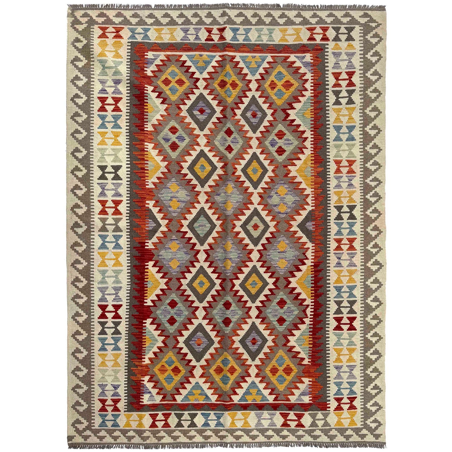 Handmade Vegetable Kelim 6' 8" x 10' 1" (ft) - No. P37247