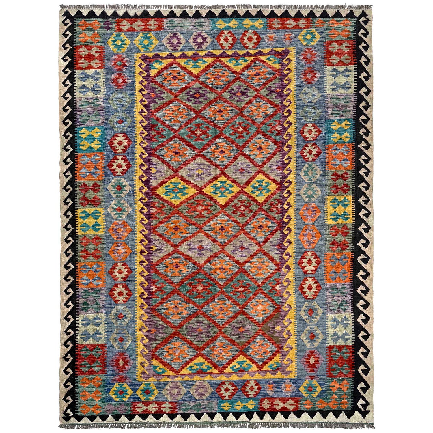 Handmade Vegetable Kilim 6' 5" x 9' 4" (ft) - No. P37249