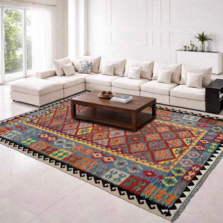 Handmade Vegetable Kilim 6' 5" x 9' 4" (ft) - No. P37249