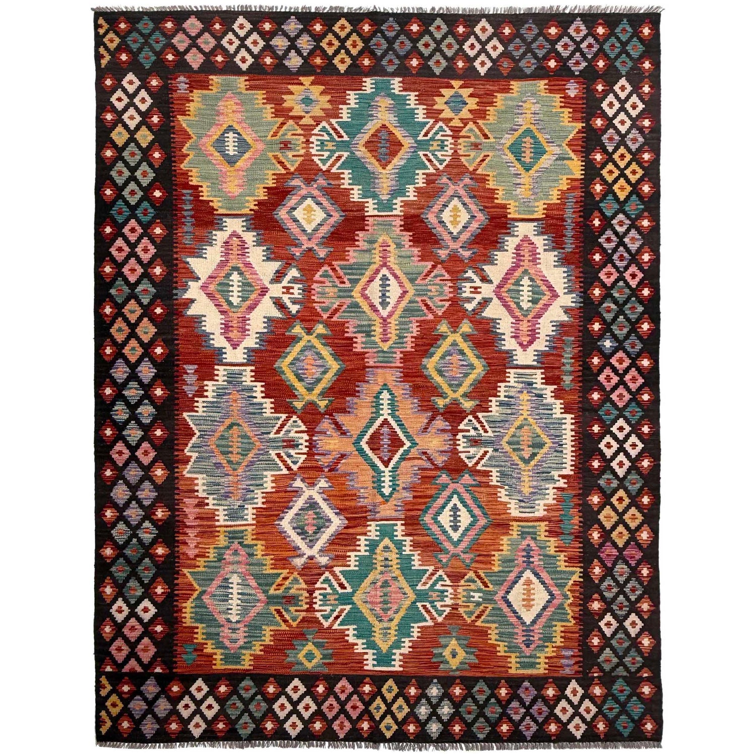 Handmade Vegetable Kelim 6' 7" x 9' 9" (ft) - No. P37250