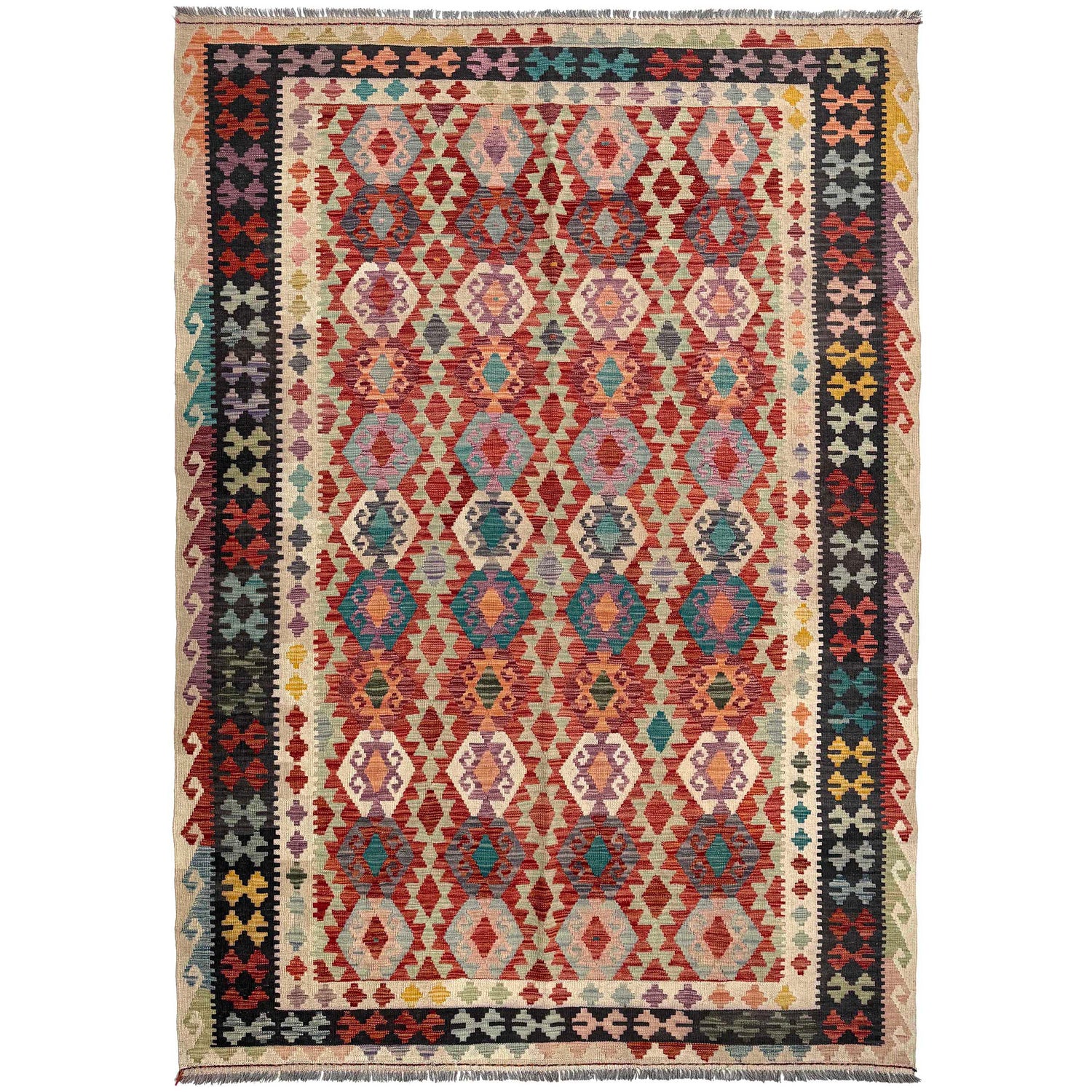 Handmade Vegetable Kilim 6' 9" x 9' 11" (ft) - No. P37251