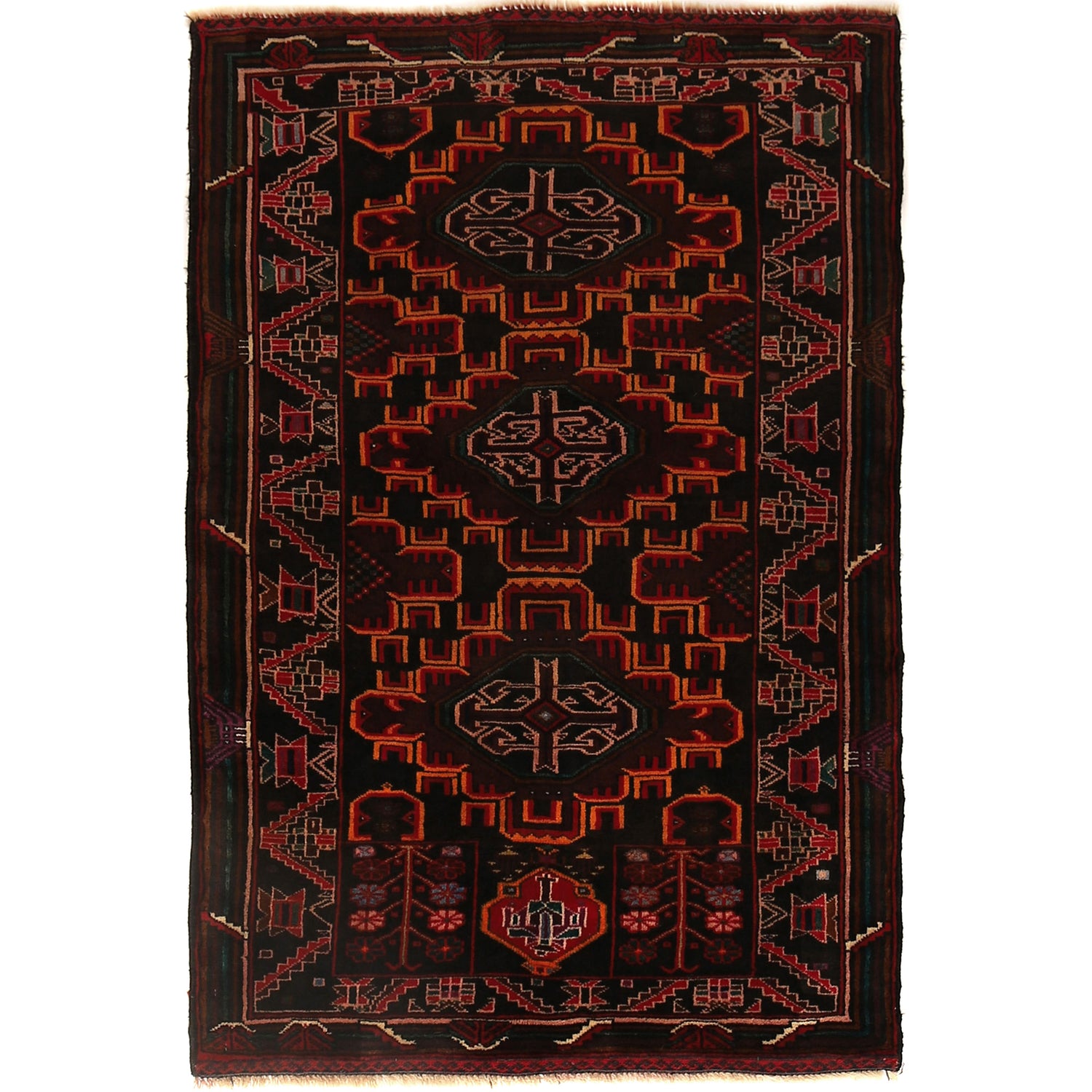 Hand Knotted Baluchi Rug 2' 9 x 4' 5 (ft) - R21493