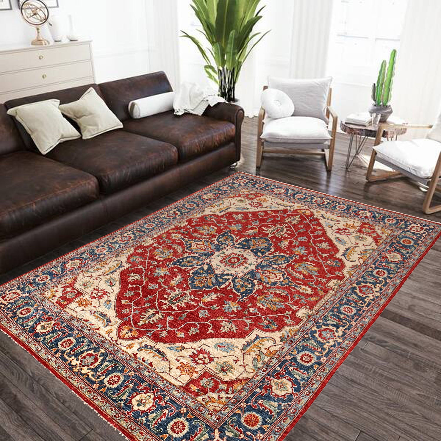 Hand Knotted Persian Design Heriz Rug 8' 1" x 9' 9" (ft) - No. R22063