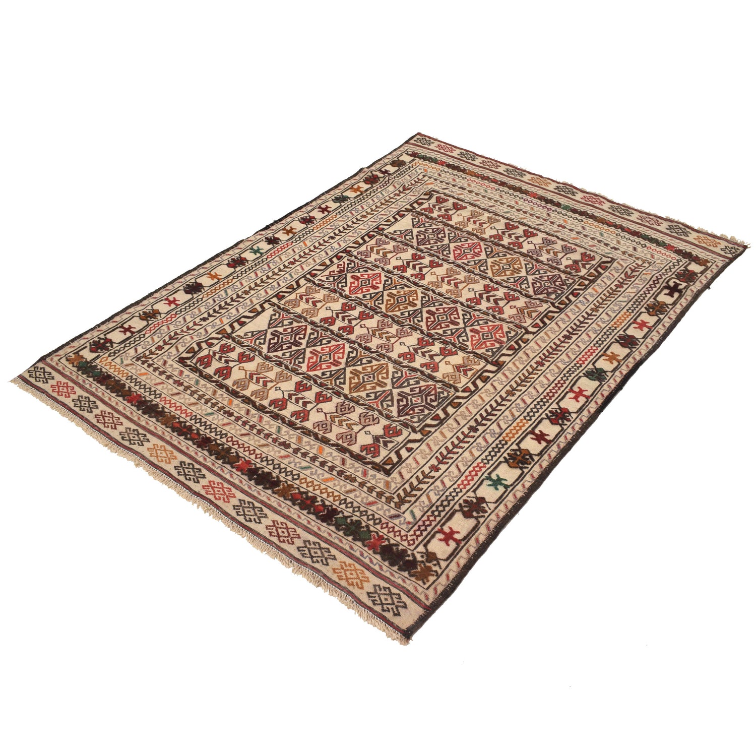 Handmade Soumak Kelim / Dhurrie 4' 1 x 5' 8 (ft) - No. R22077