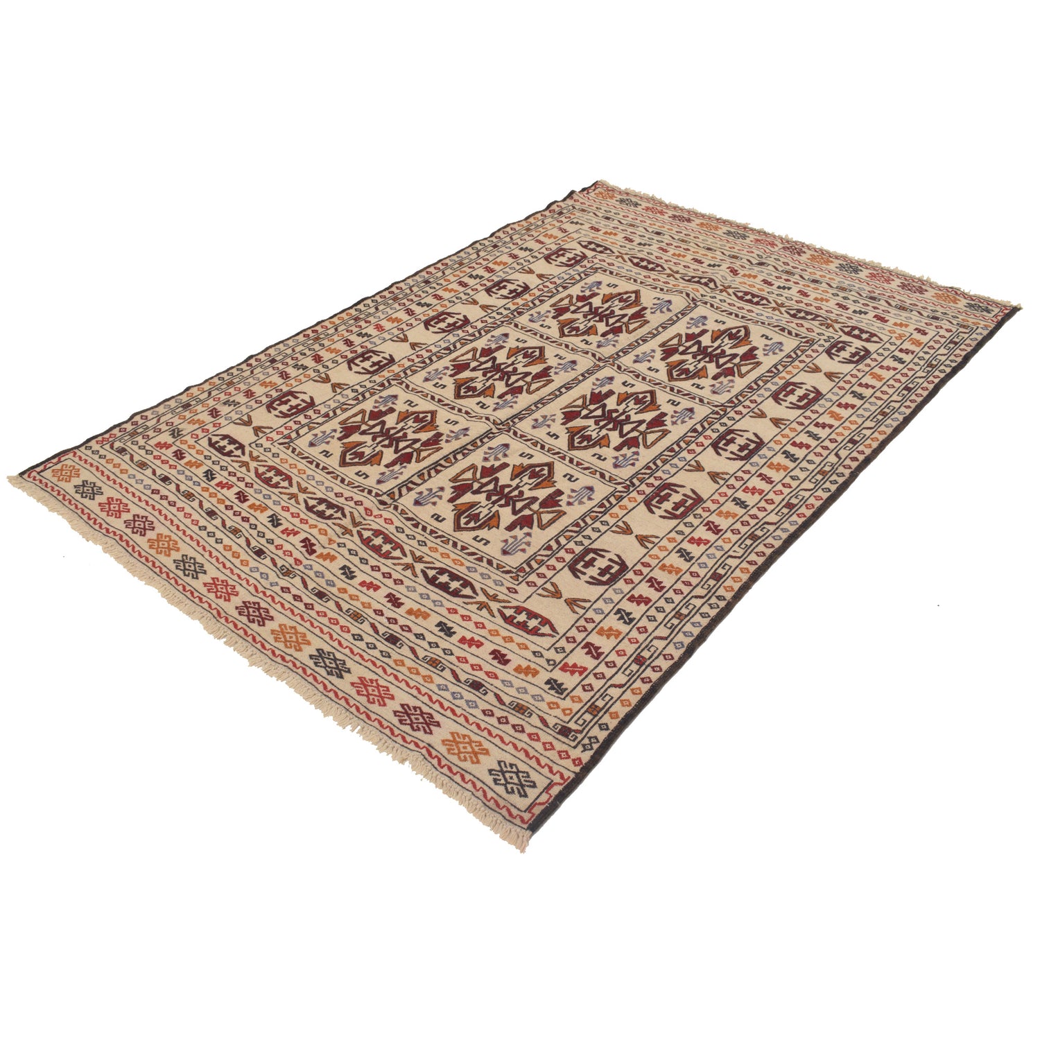 Handmade Soumak Kelim / Dhurrie 4' 4 x 6' 4 (ft) - No. R22255