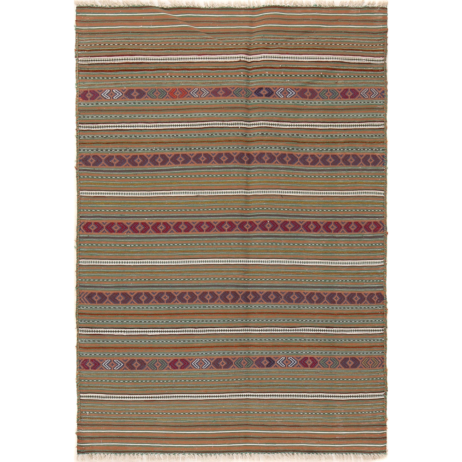 Handmade Flatweave Dhurrie 2' 8 x 4' 4 (ft) - No. R22276