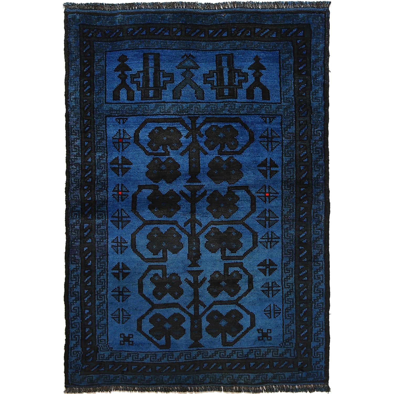 Blue Overdyed Rug 2' 8 x 4' 1 (ft) - No. R22810