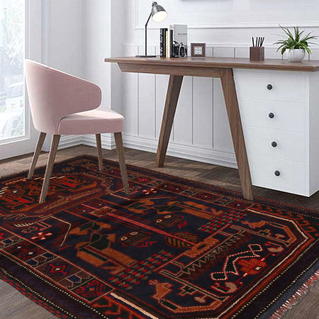 Blue Color Prayer Carpet 3' 2" x 5' 1" (ft) - No. R22823