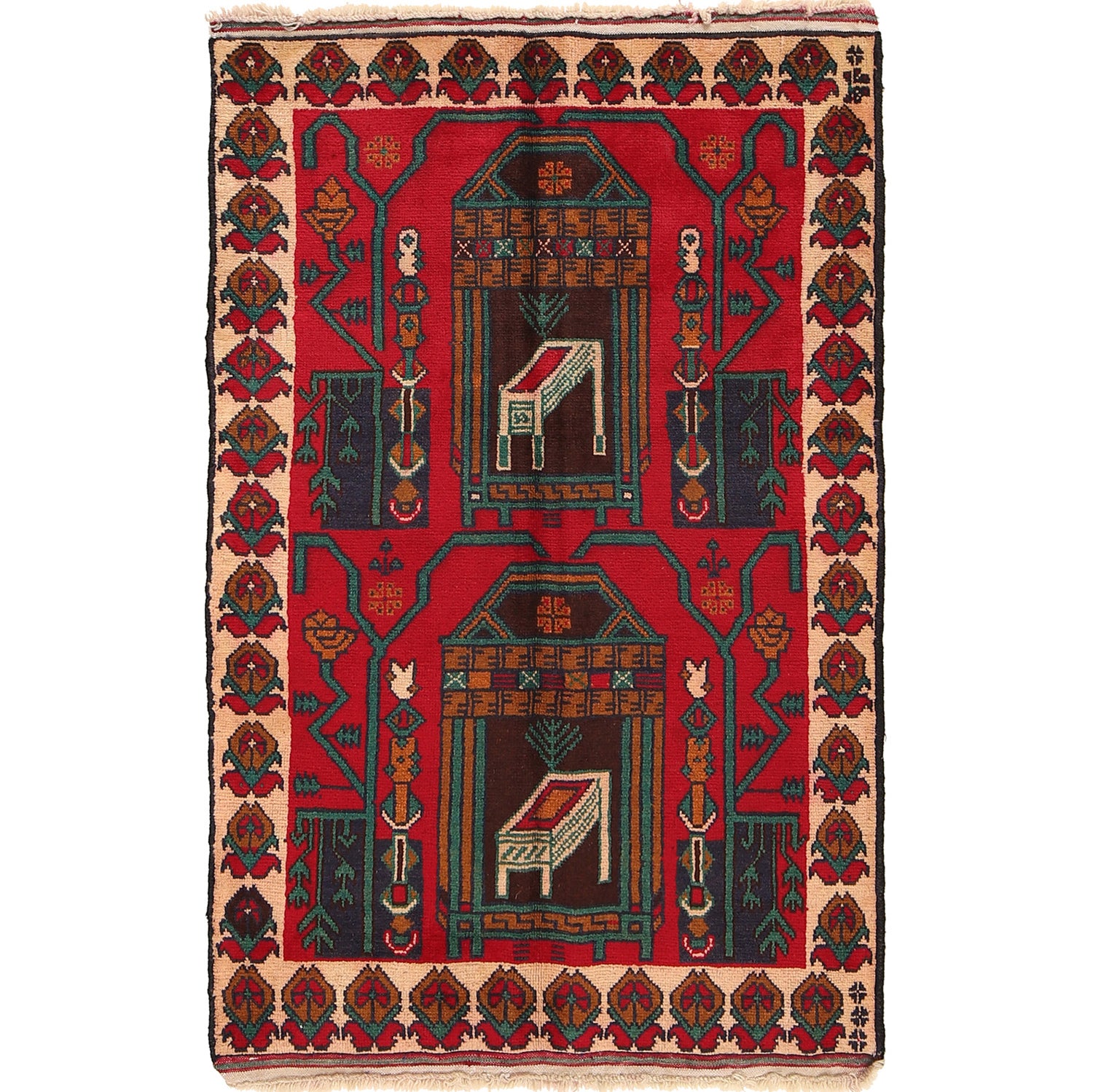Hand Knotted Baluchi Rug 2' 9 x 4' 6 (ft) - R23626