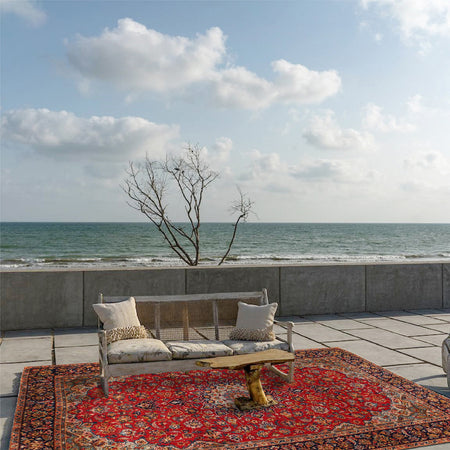 Red Kashan Rug 7' 3 x 11' 1 (ft) - No. R24266