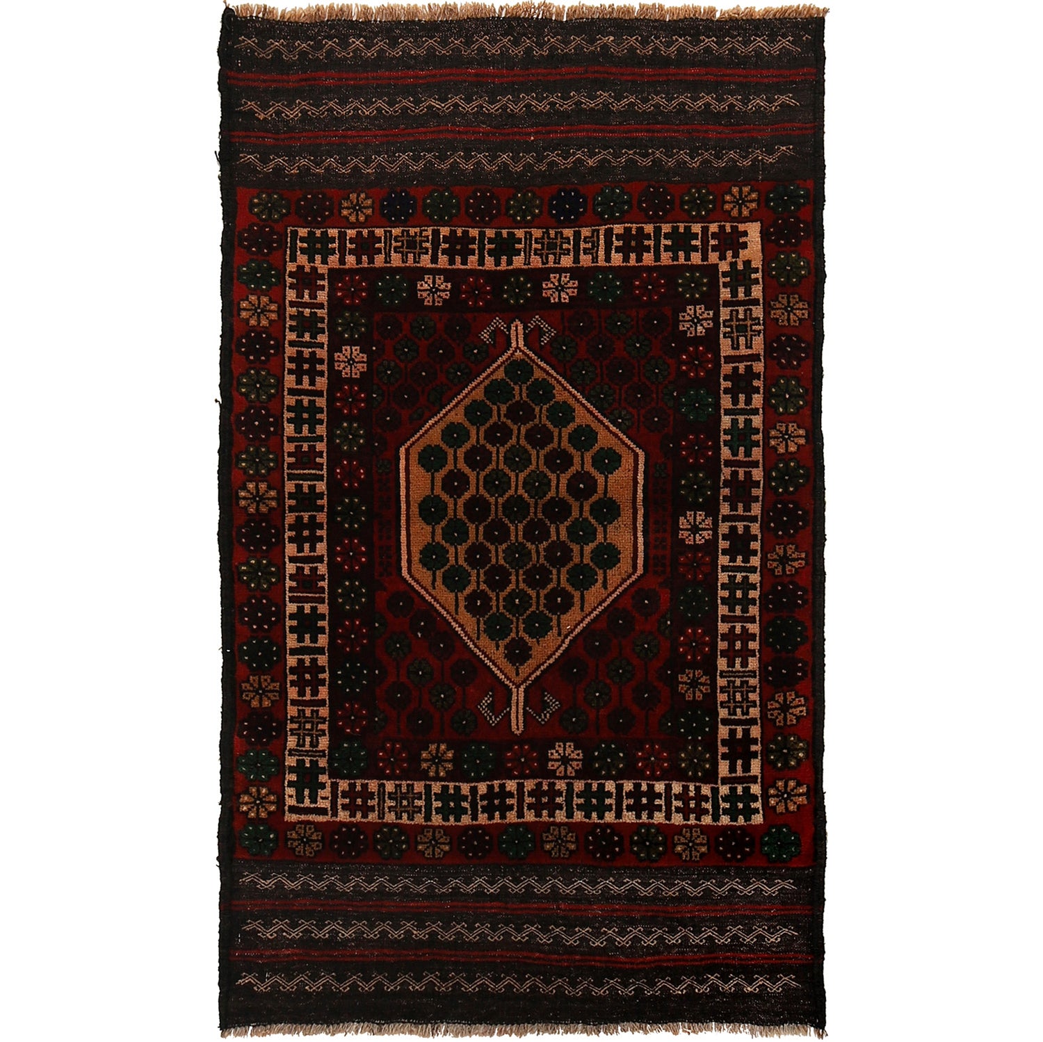 Hand Knotted Baluchi Rug 2' 7 x 4' 7 (ft) - R24354