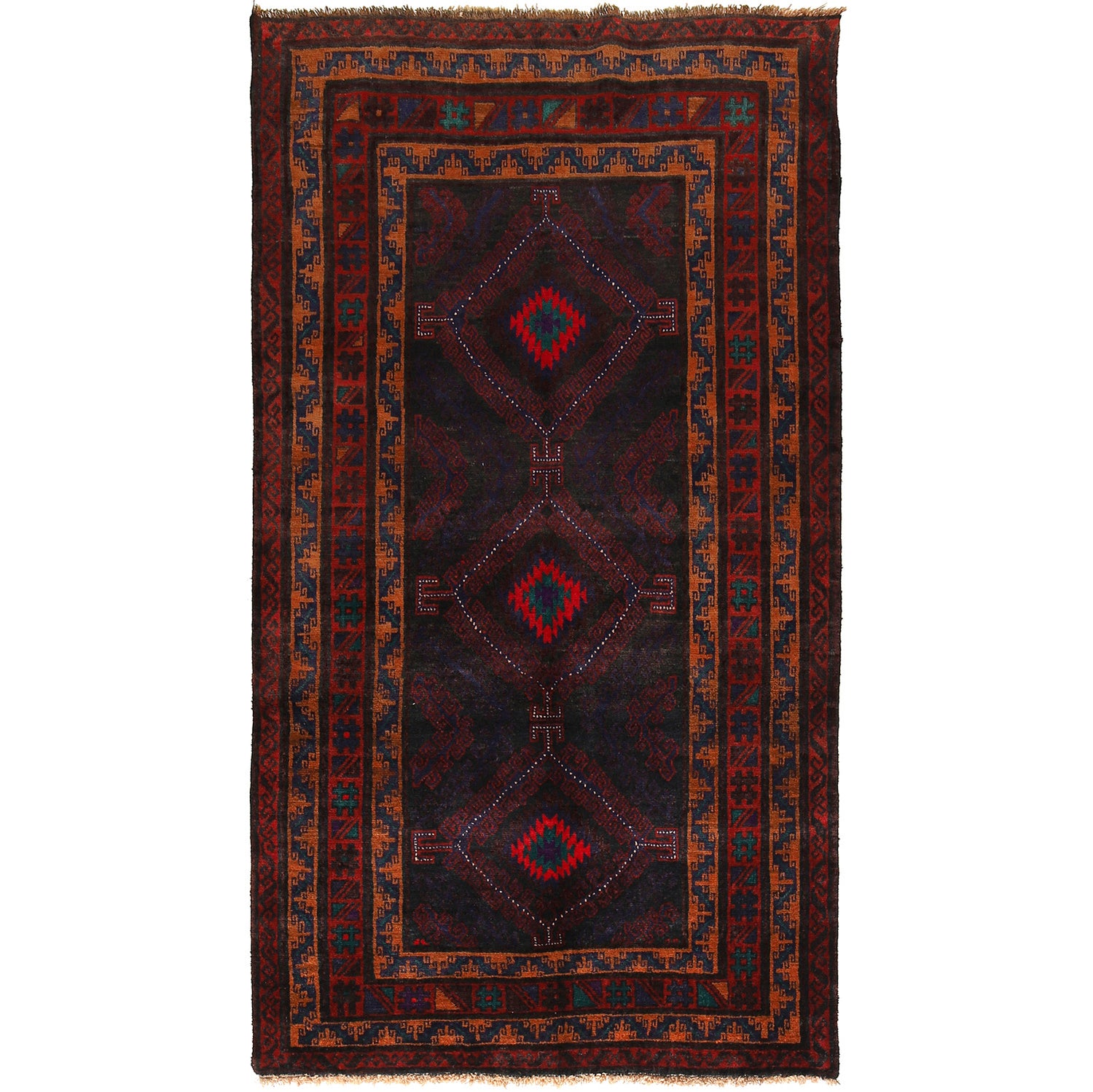 Hand Knotted Baluchi Rug 3' 6 x 6' 3 (ft) - No. R24785