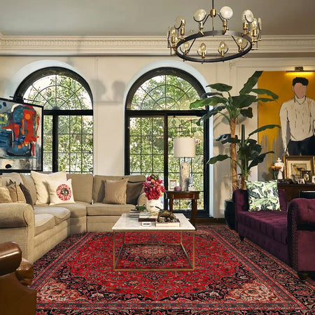 Red Color Kashan Rug 9' 2 x 12' 3 (ft) - No. R24937