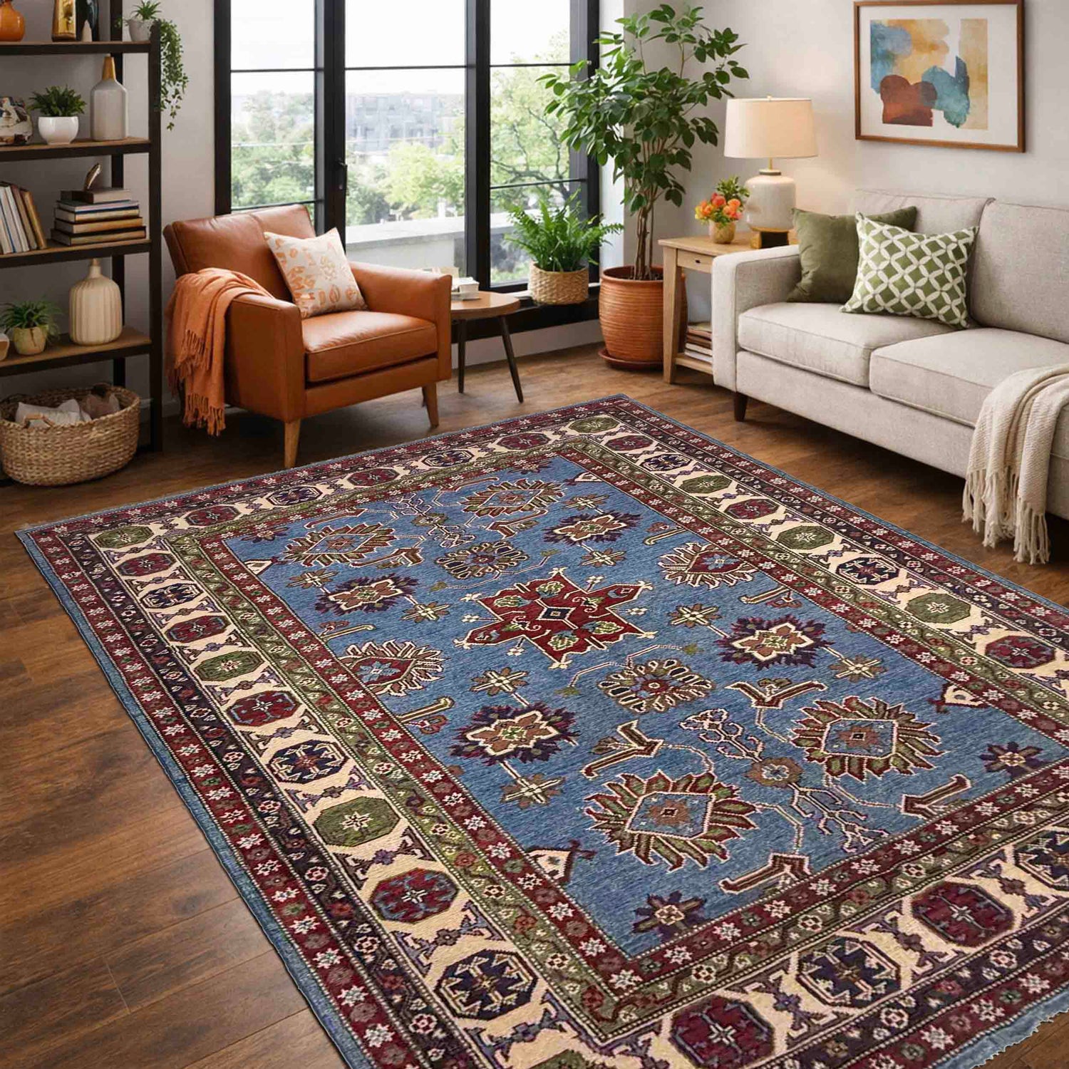 Blue Color Kazak Rug 4' 9" x 7' 10" (ft) - No. R37366