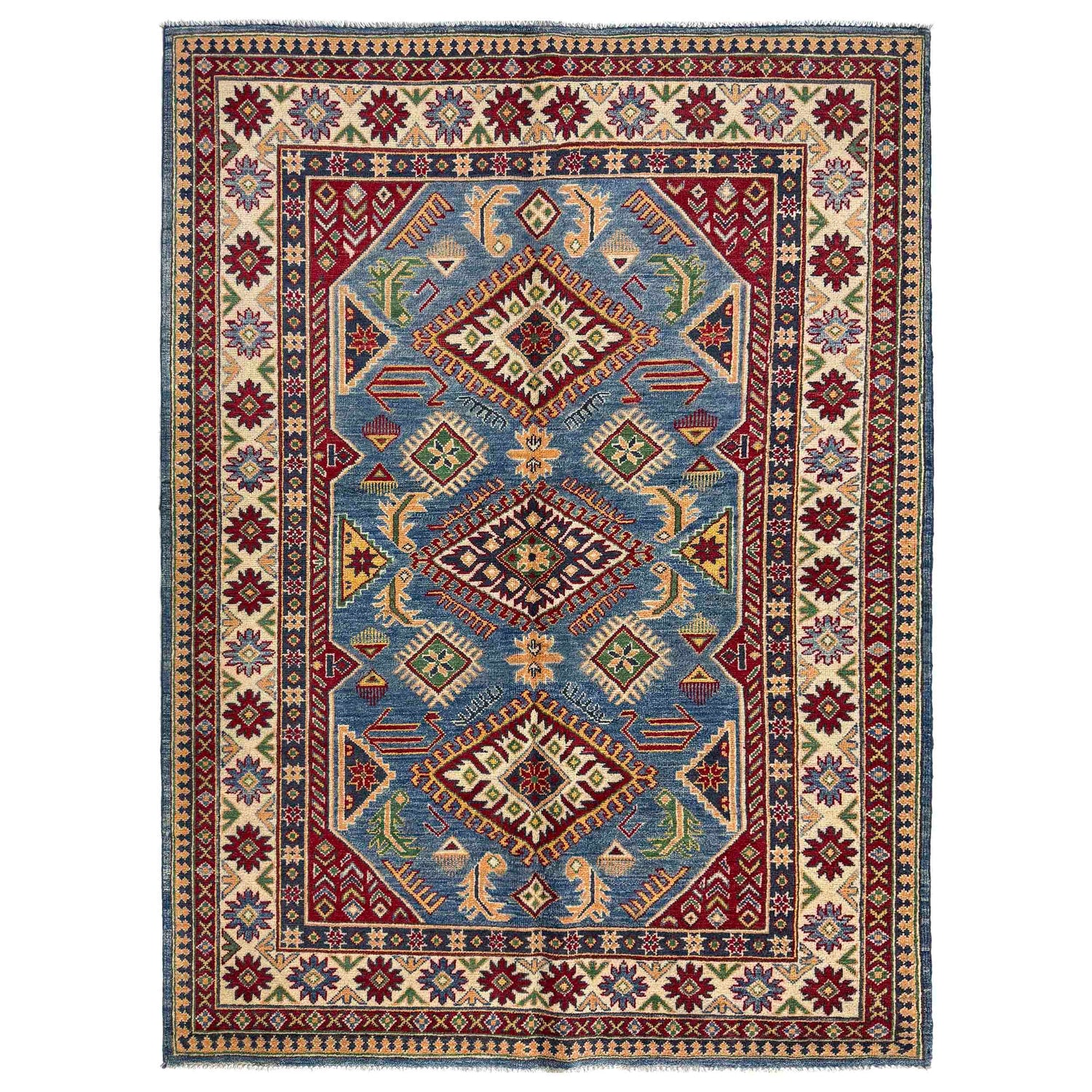 Hand Knotted Kazak Rug 4' 11" x 6' 10" (ft) - No. R37368