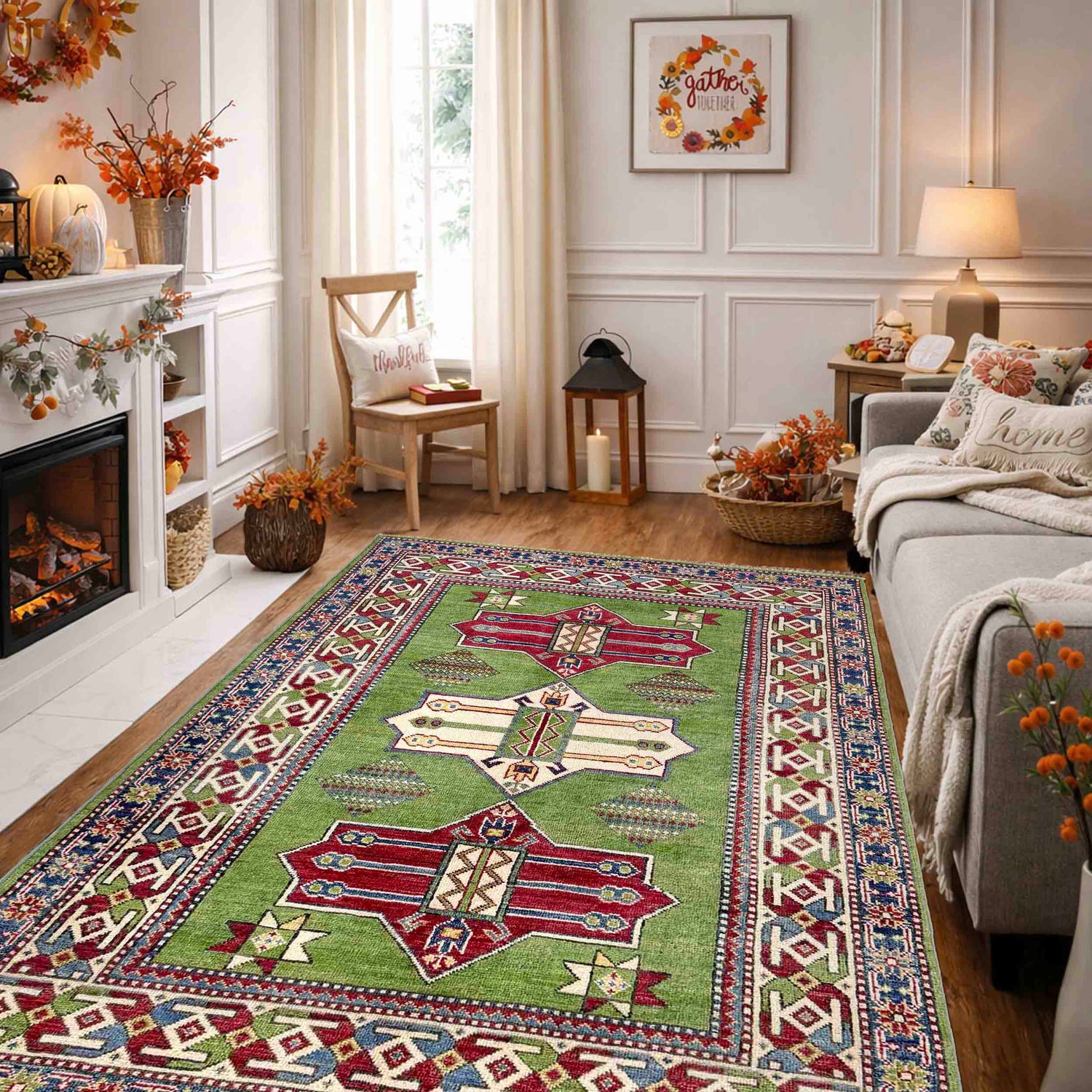 Oriental Kazak Rug 3' 11" x 5' 11" (ft) - No. R37369