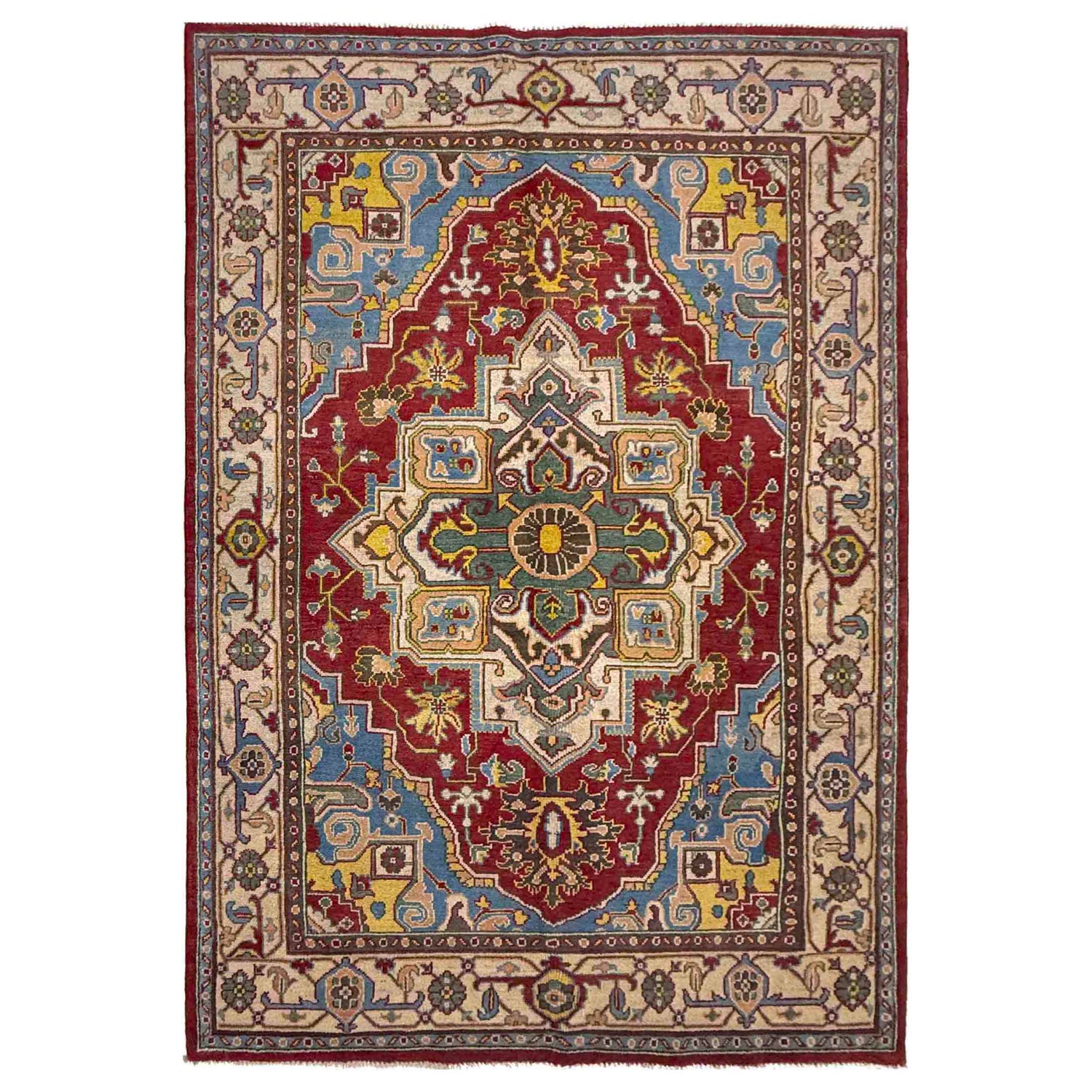 Hand Knotted Persian Design Heriz Rug 4' 11" x 7' 8" (ft) - No. R37370