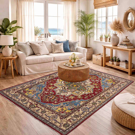 Hand Knotted Persian Design Heriz Rug 4' 11" x 7' 8" (ft) - No. R37370