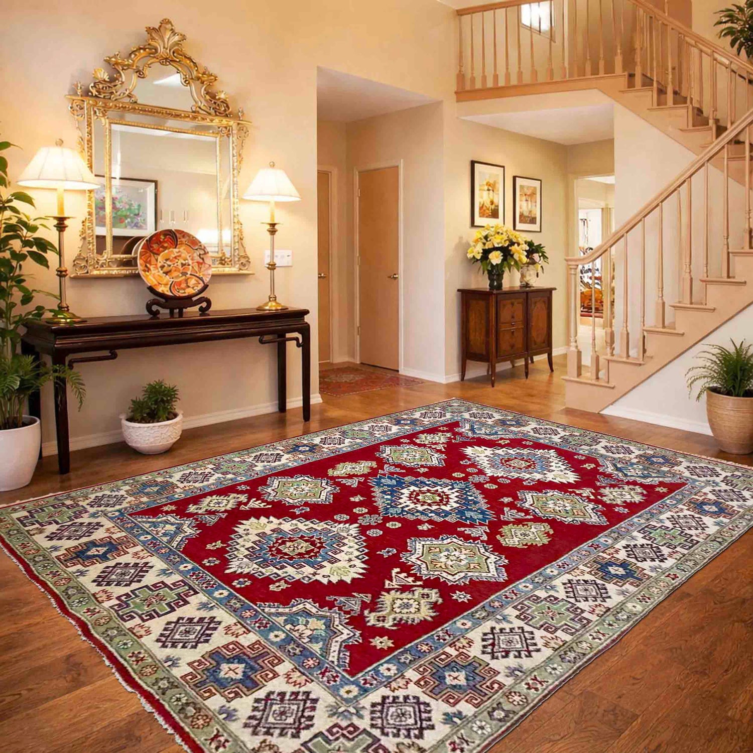 Red Color Kazak Rug 5' 7" x 7' 10" (ft) - No. R37373