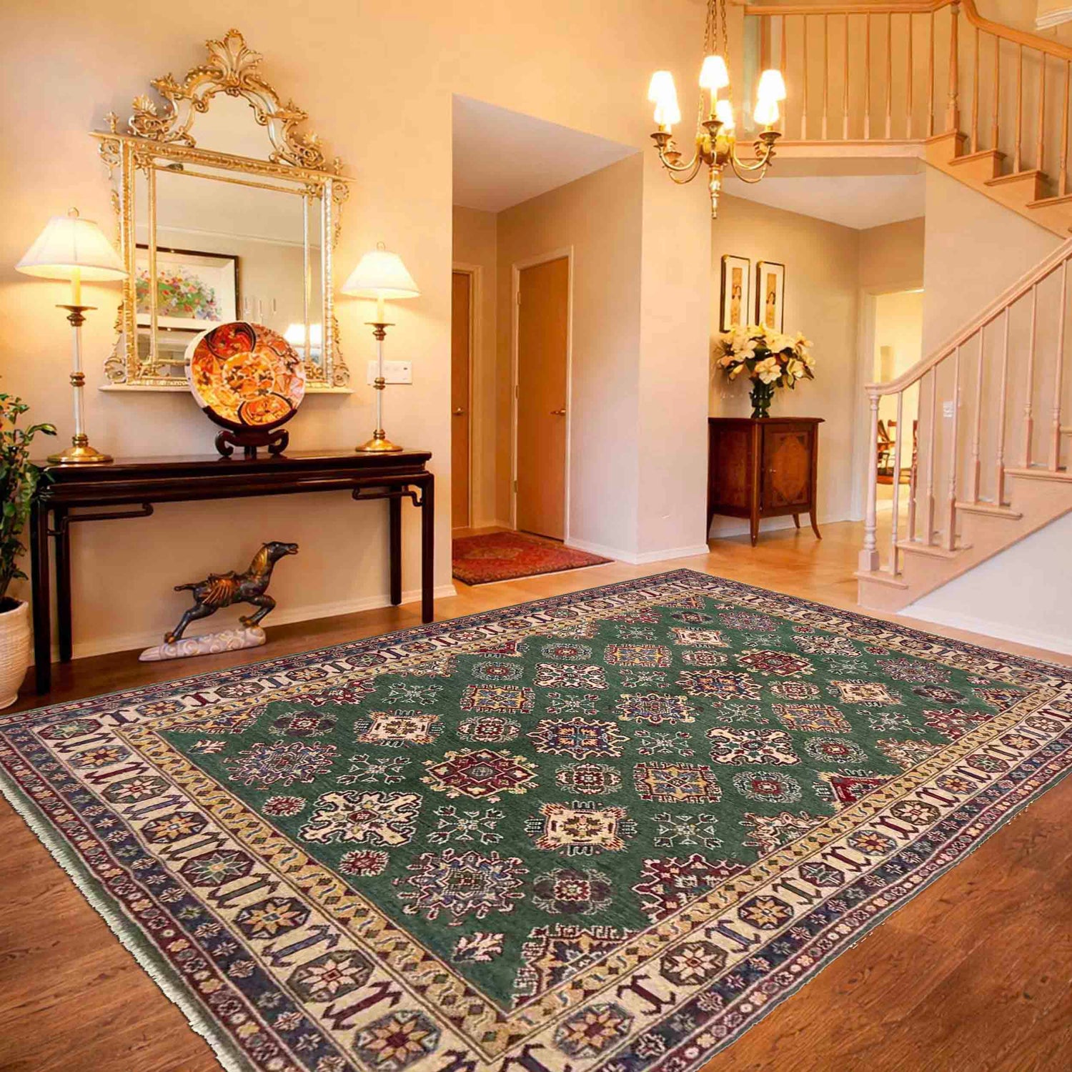 Hand Knotted Kazak Rug 5' 5" x 8' 0" (ft) - No. R37375