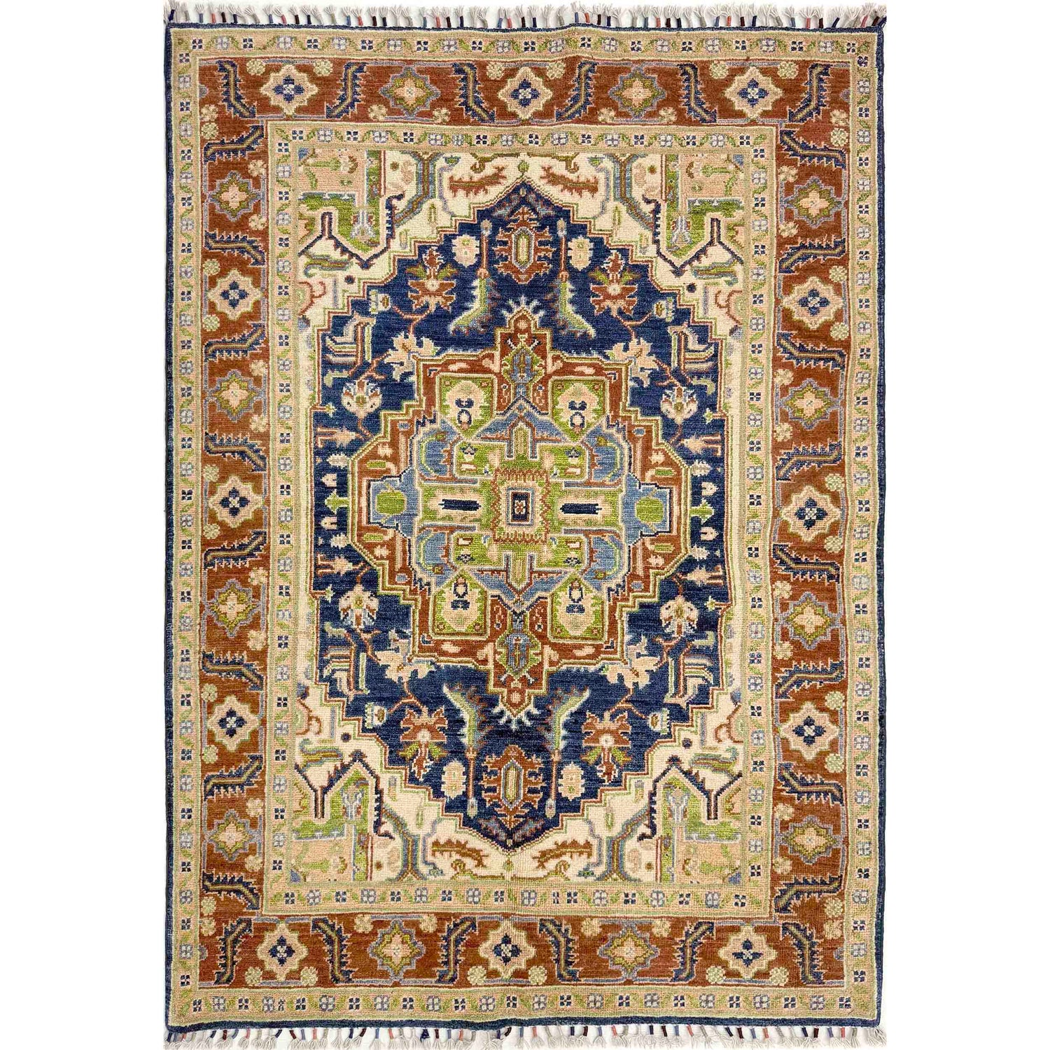 Hand Knotted Persian Design Heriz Rug 3' 11" x 5' 10" (ft) - No. R37376
