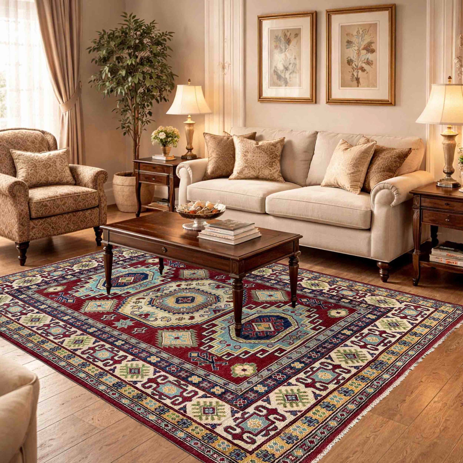 Red Color Kazak Rug 5' 0" x 6' 6" (ft) - No. R37377