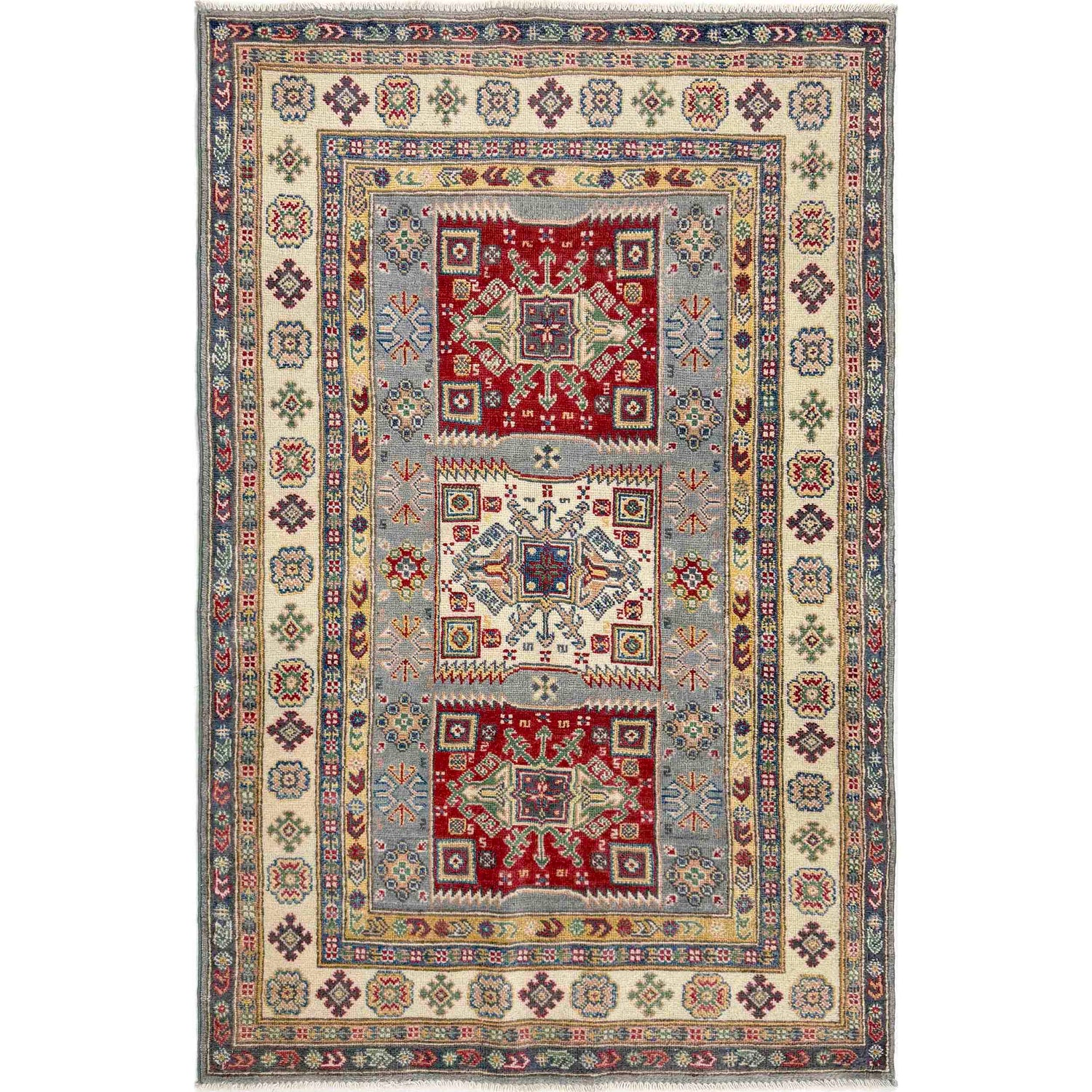 Multi Color Kazak Rug 3' 9" x 6' 7" (ft) - No. R37378