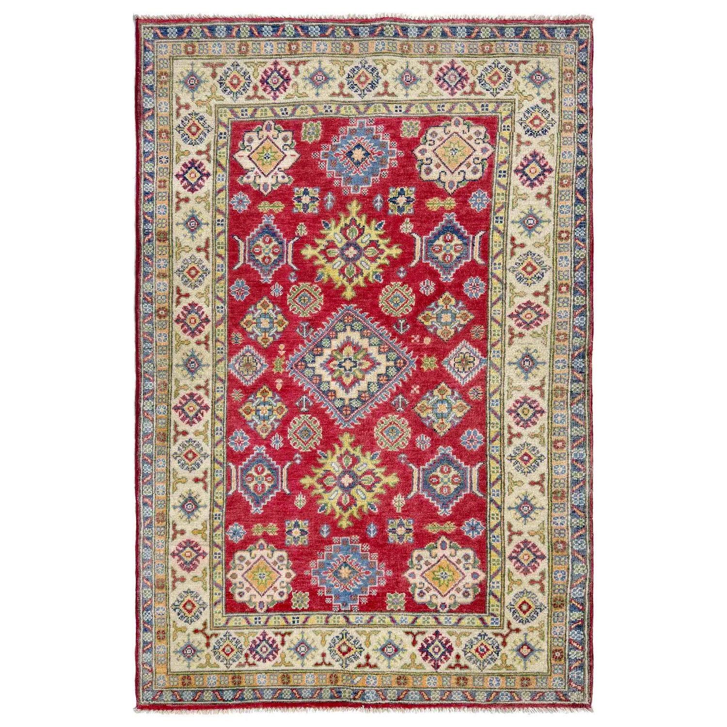 Hand Knotted Kazak Rug 4' 2" x 5' 11" (ft) - No. R37379