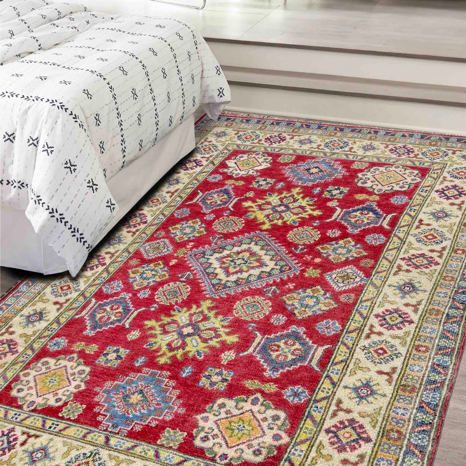 Hand Knotted Kazak Rug 4' 2" x 5' 11" (ft) - No. R37379