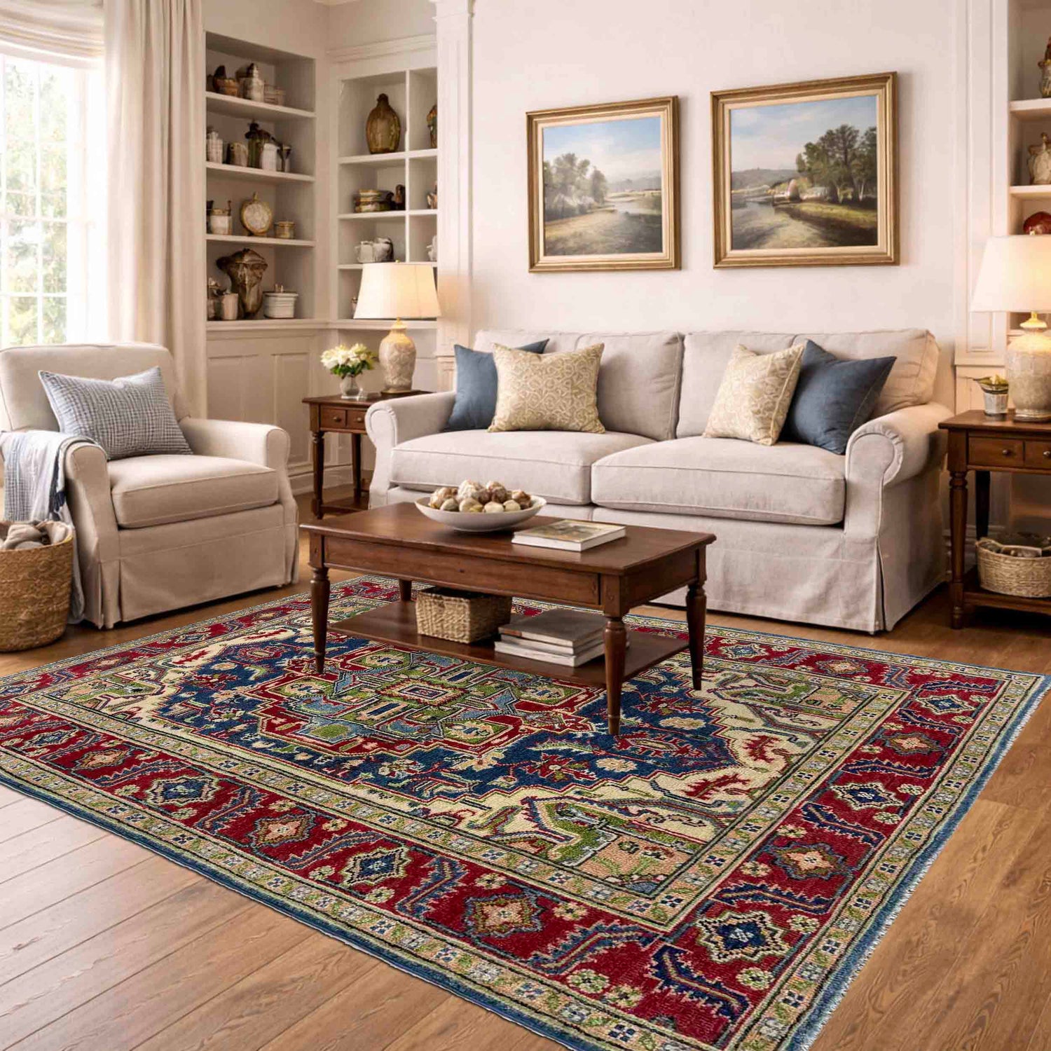 Handmade Persian Design Heriz Rug 4' 0" x 6' 7" (ft) - No. R37382