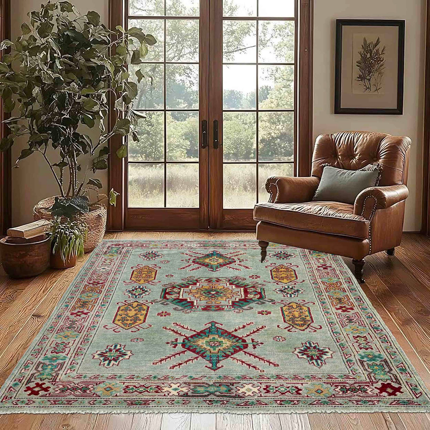Oriental Kazak Rug 4' 2" x 5' 8" (ft) - No. R37383