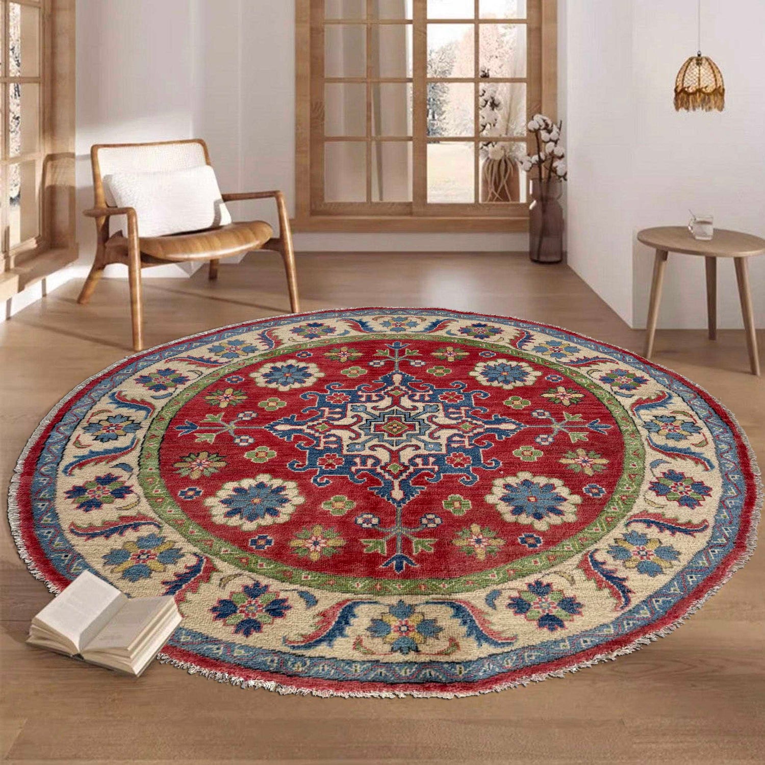Oriental Kazak Carpet Round Shape 4' 10" x 4' 11" (ft) - No. R37384