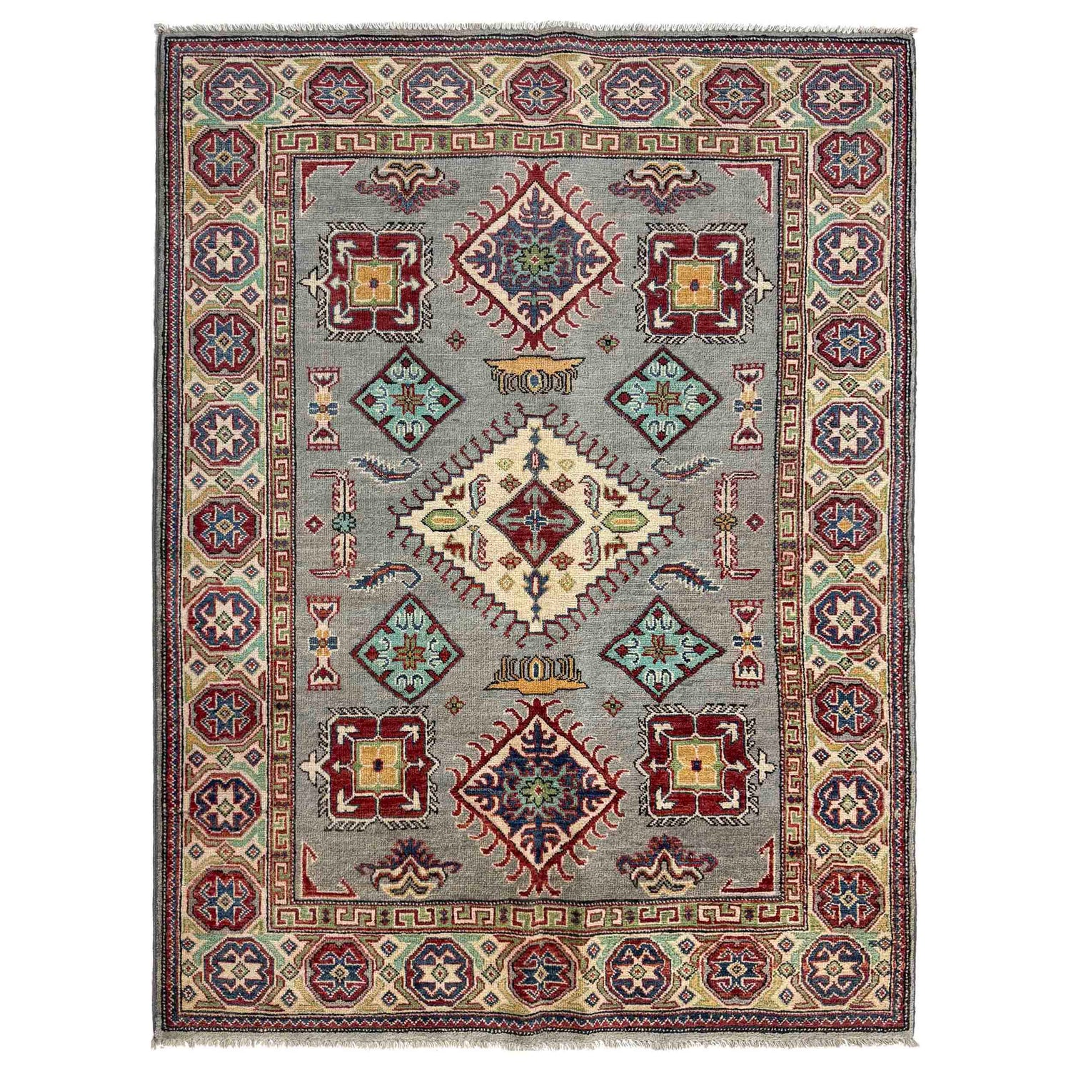 Grey Color Kazak Rug 4' 8" x 6' 5" (ft) - No. R37385
