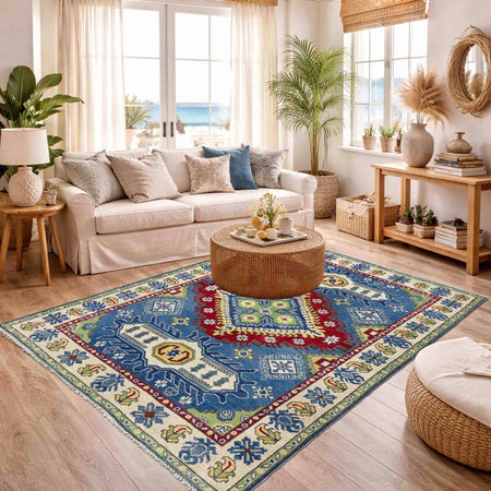 Blue Color Kazak Rug 3' 10" x 5' 10" (ft) - No. R37389