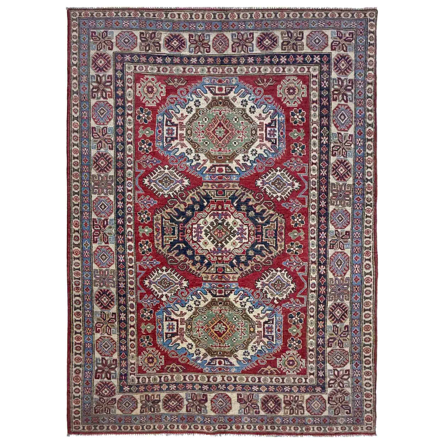Hand Knotted Kazak Rug 4' 11" x 7' 3" (ft) - No. R37390