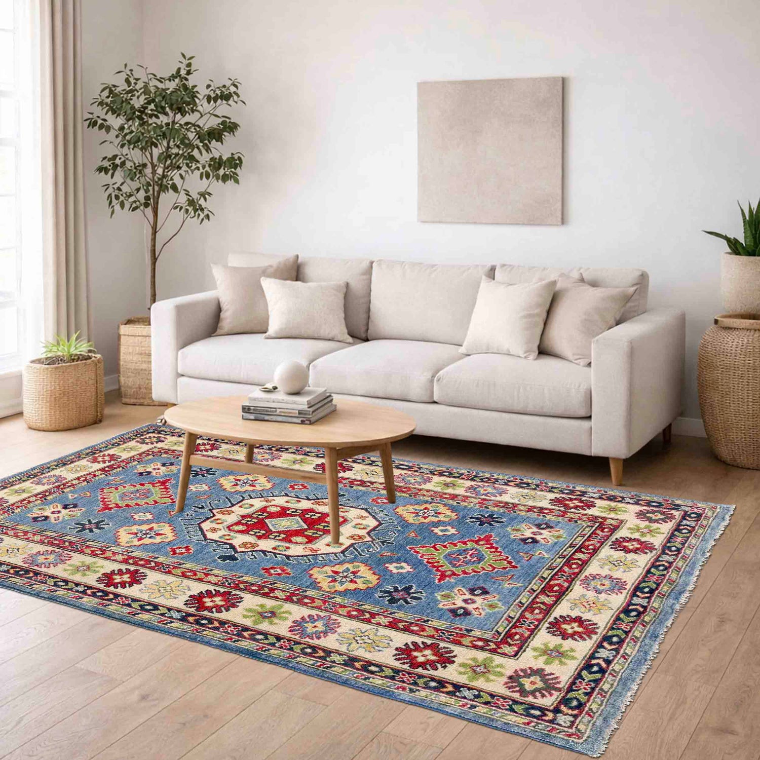 Hand Knotted Kazak Rug 3' 8" x 5' 11" (ft) - No. R37396