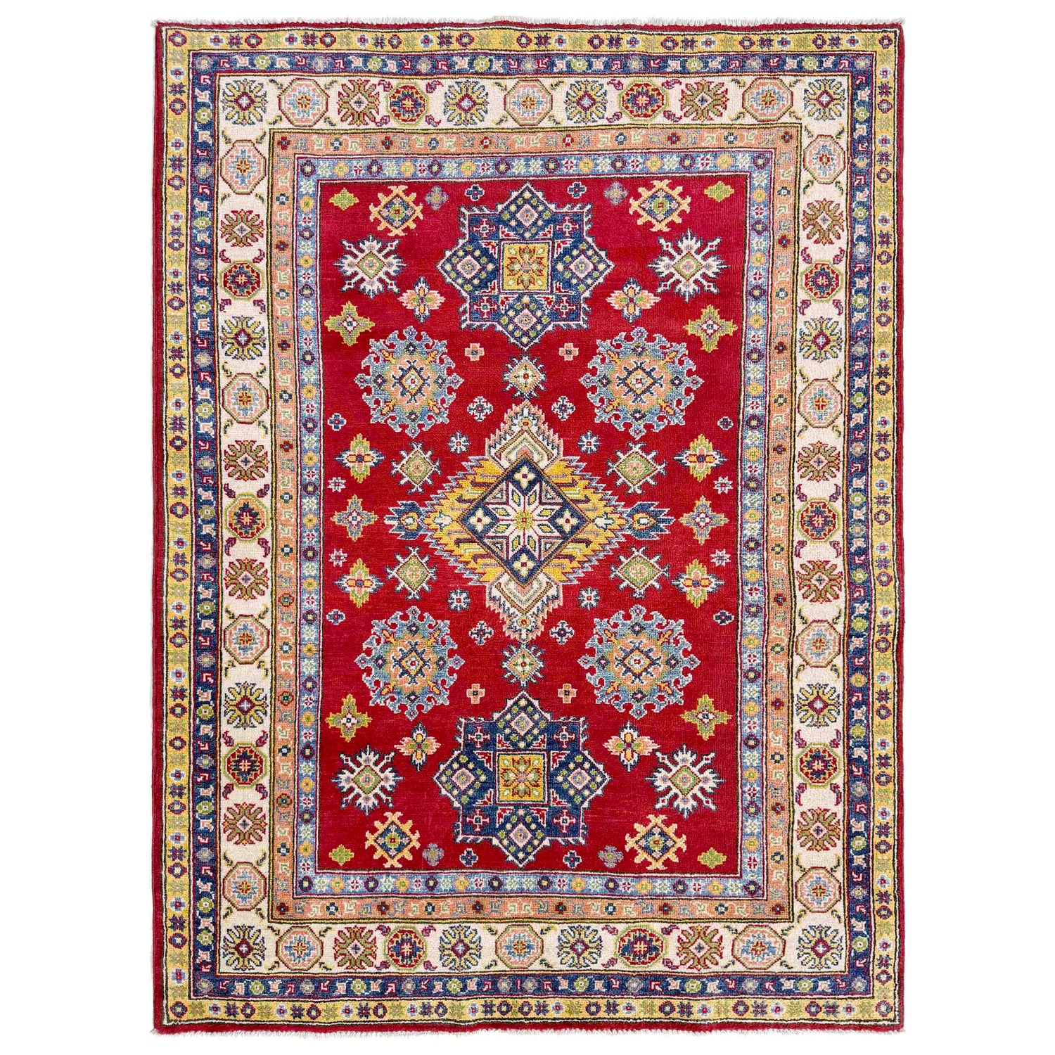 Hand Knotted Kazak Rug 4' 8" x 6' 7" (ft) - No. R37398