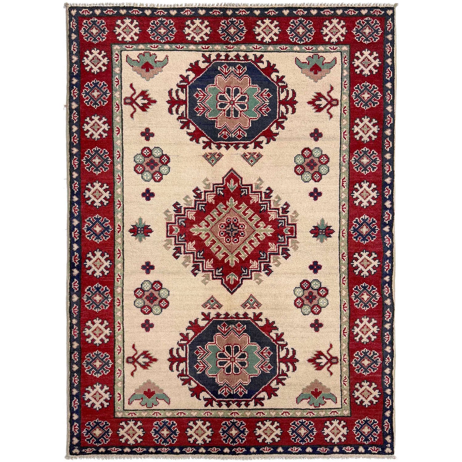 Hand Knotted Kazak Rug 3' 11" x 5' 8" (ft) - No. R37399