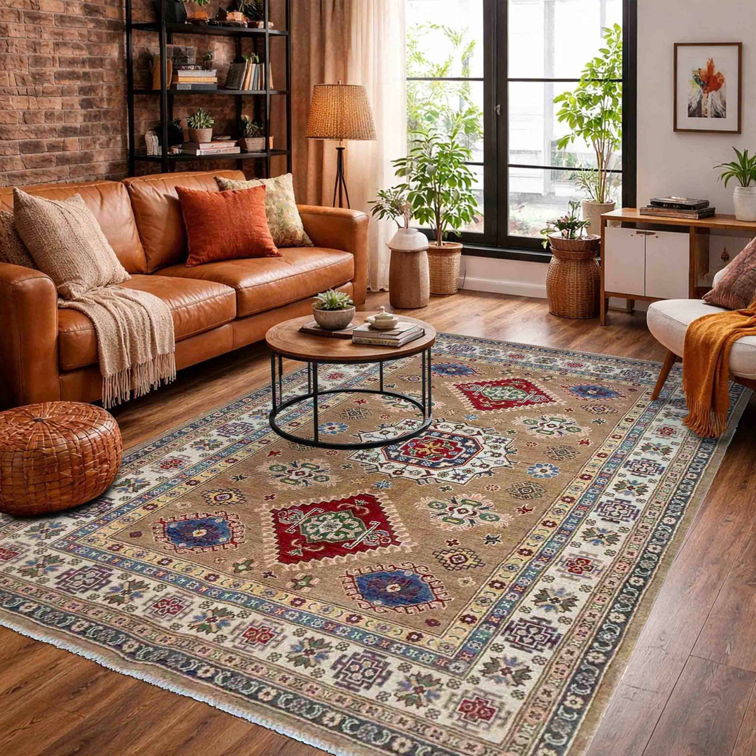 Orange Color Kazak Rug 4' 11" x 7' 1" (ft) - No. R37400