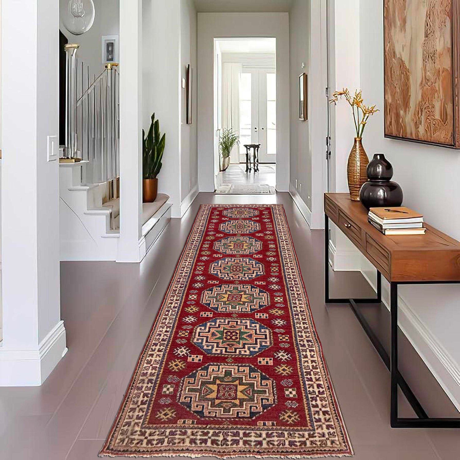 Red Color Kazak Runner 2' 8" x 8' 4" (ft) - No. R37406