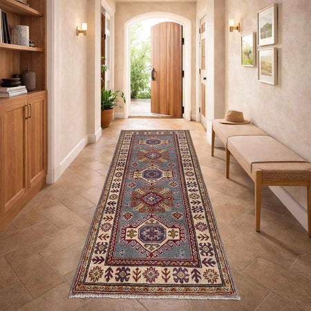 Grey Color Kazak Runner 2' 6" x 6' 4" (ft) - No. R37424