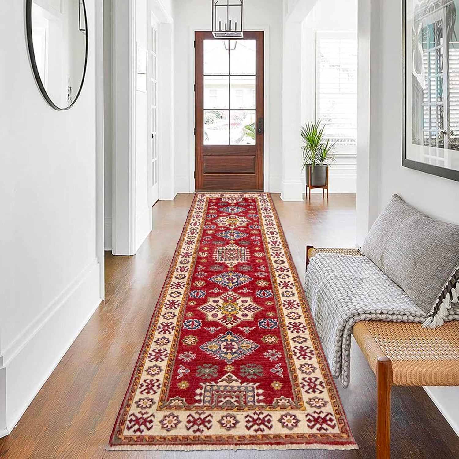 Red Color Kazak Runner 2' 6" x 9' 11" (ft) - No. R37426