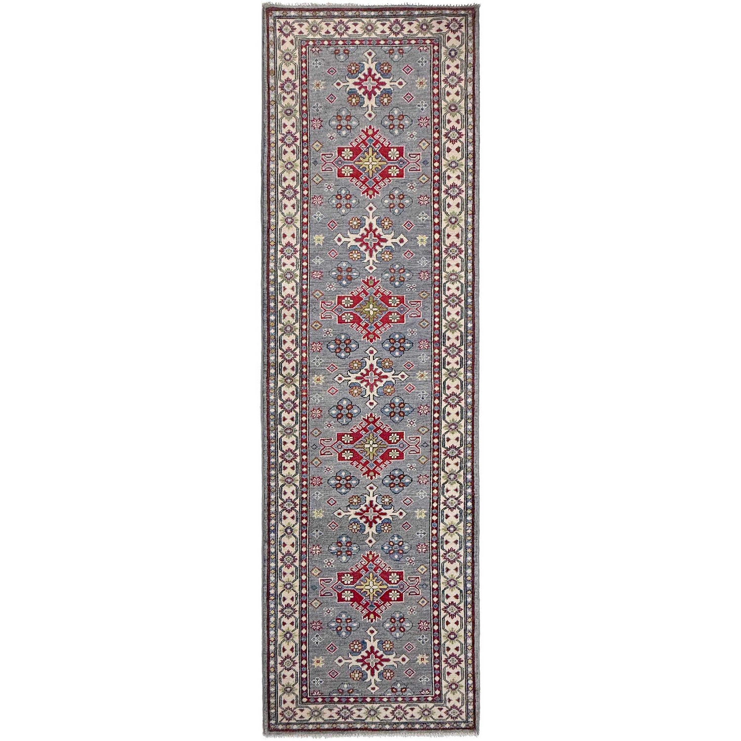 Grey Color Kazak Runner 2' 8" x 9' 6" (ft) - No. R37433