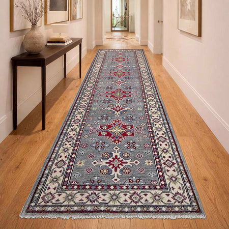 Grey Color Kazak Runner 2' 8" x 9' 6" (ft) - No. R37433