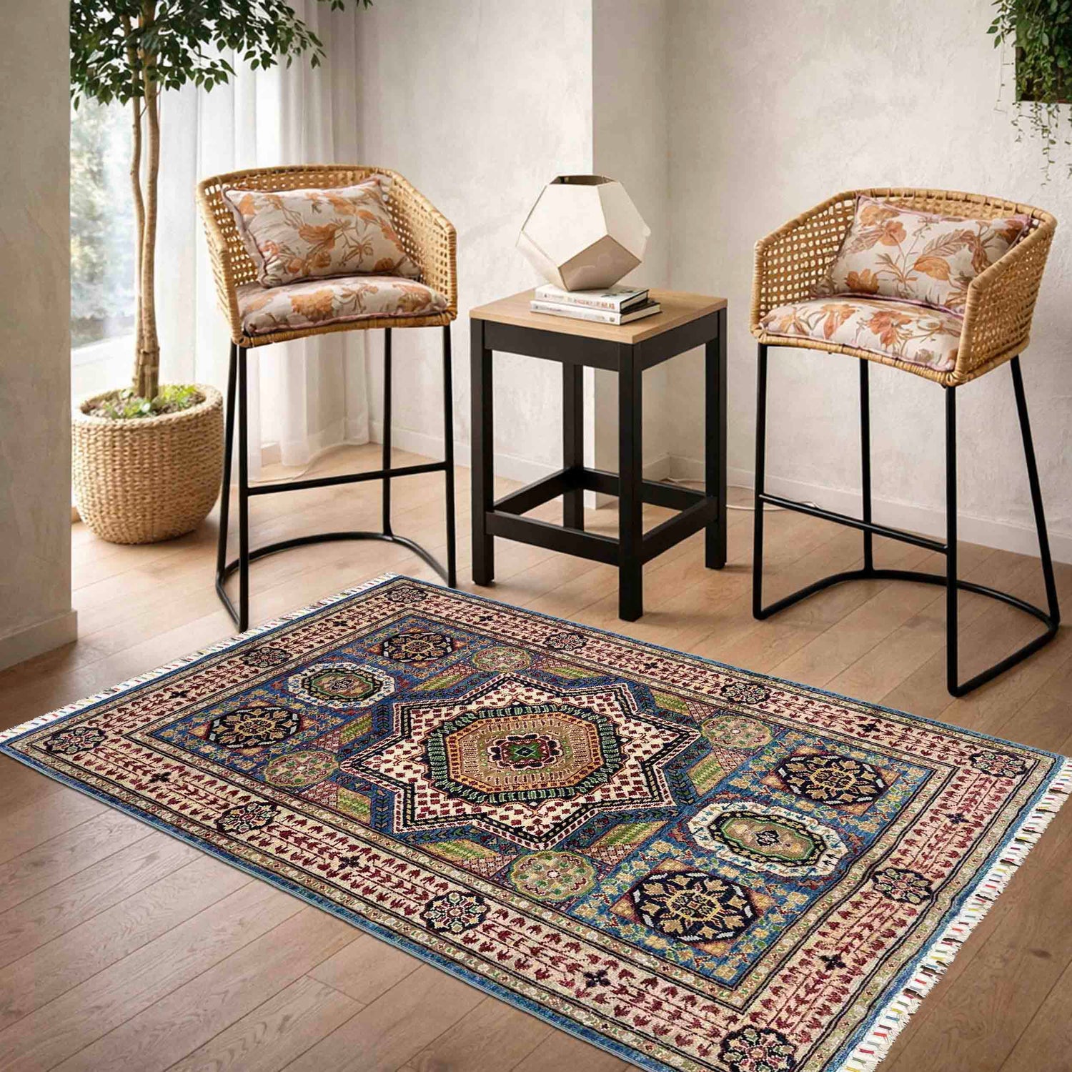 Luxury Handmade Mamluk Rug 3' 4" x 4' 10" (ft) - No. R37459