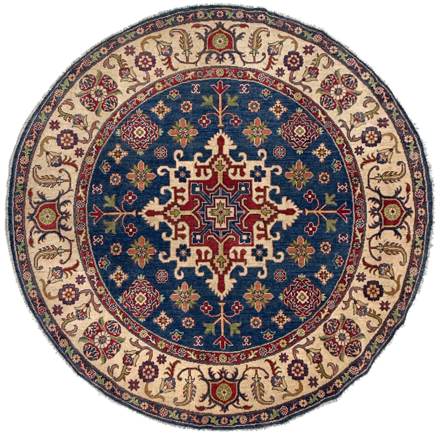 Hand Knotted Kazak Round Carpet for Home 6' 7" x 6' 7" (ft) - No. R37470